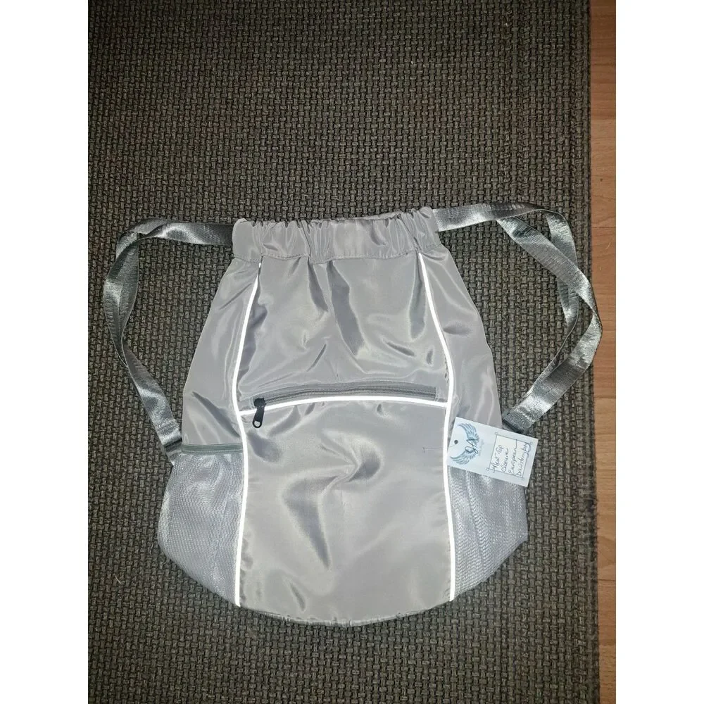 Drawstring Backpack Waterproof Casual Backpack for Men or Women Lt Grey/Silver